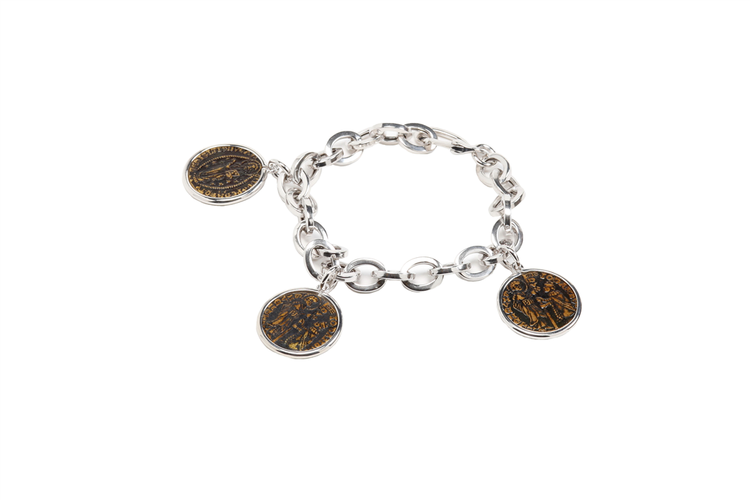 Small Silver Coin Charm Bracelet